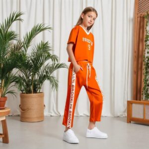 girls' brooklyn sporty co ord set – orange edition